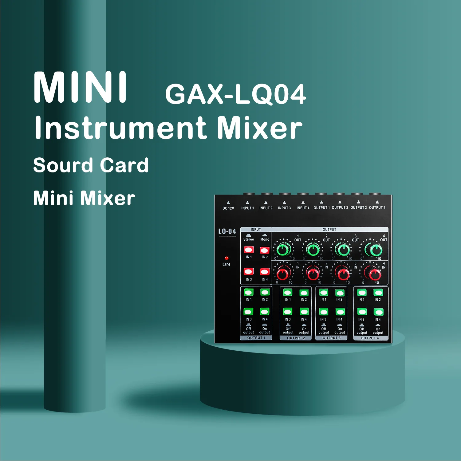 GAX-LQ04 4-in 4-out 4 channel Line Mixer Recording Soundcard For PC Mini Audio Mixer For Small Club