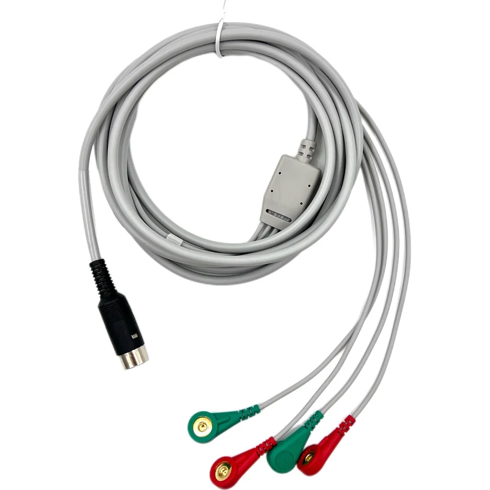 Custom ECG Leadwire 4 6 7 15 20 Lead, One-Piece TPU 2.8m, Snap Clip, AHA IEC, for Patient Monitor, CE Class I