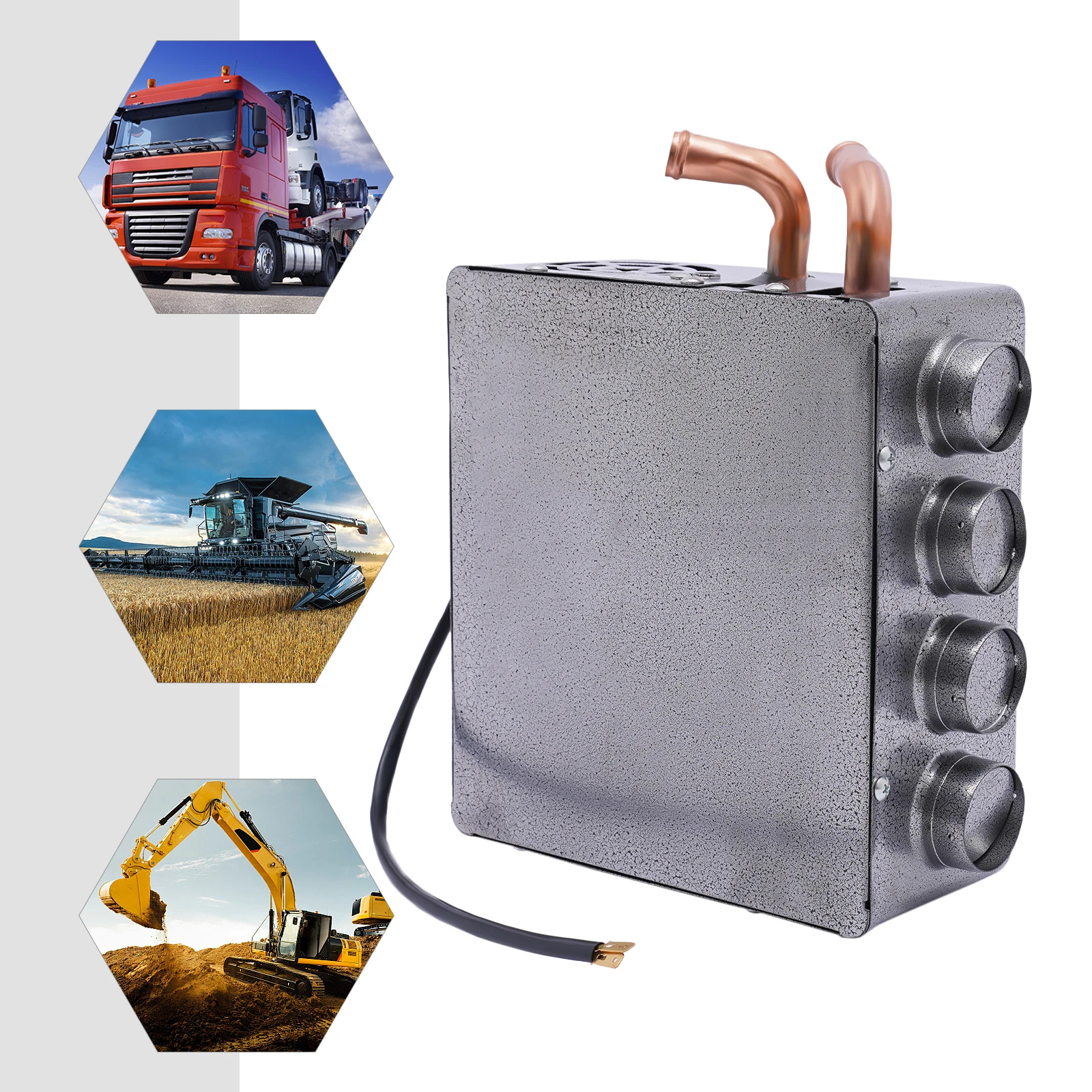 

12V 4-Way Car Heater with Copper Core, 8A Power & Infinite Speed Control (Grey)