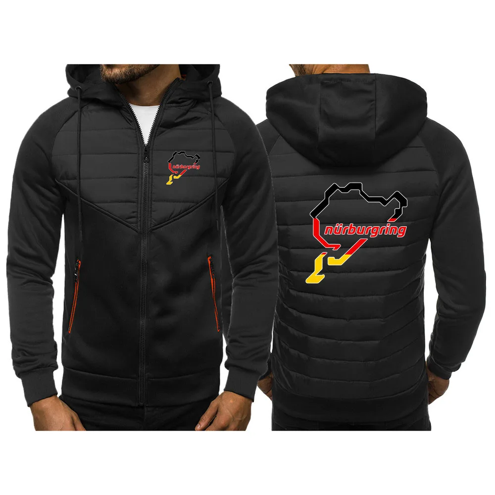 2026 Daily Commute Simple Spring And Autumn Comfortable Nürburgring Race Track Logo Print Men's Handsome Hooded Coat Jacket