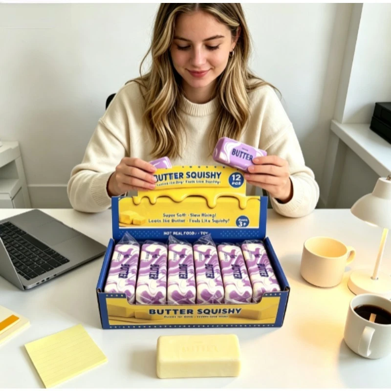 Popular Squishy Butter Stick Toy, Slow‑Rise Super Soft Moist Butter Bar Fidget Toy Stress Relief for Kids Adults