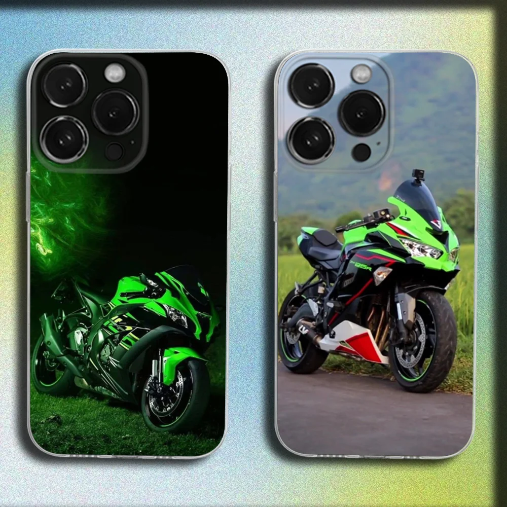 

K-Kawasakis Bike Moto Phone Case For iPhone 16,15,14,13,12,11 Plus,Pro,Max,XR,XS,X,Plus,SE,Mini Transparent Soft Cover