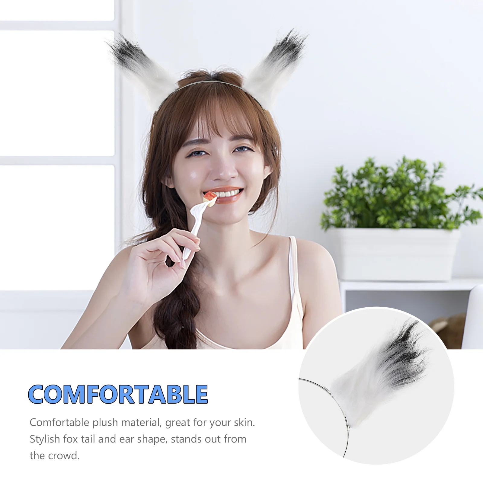 1세트 여우 귀 클립 꼬리 세트 할로윈 코스튬 파티 코스프레 용품 동물 꼬리 장식 코스튬 액세서리 인조