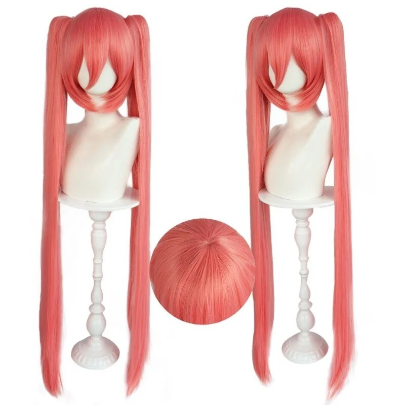 

Женский парик Светло-оранжевый розовый парик Парик для девочек Длинный женский парик + хвостики