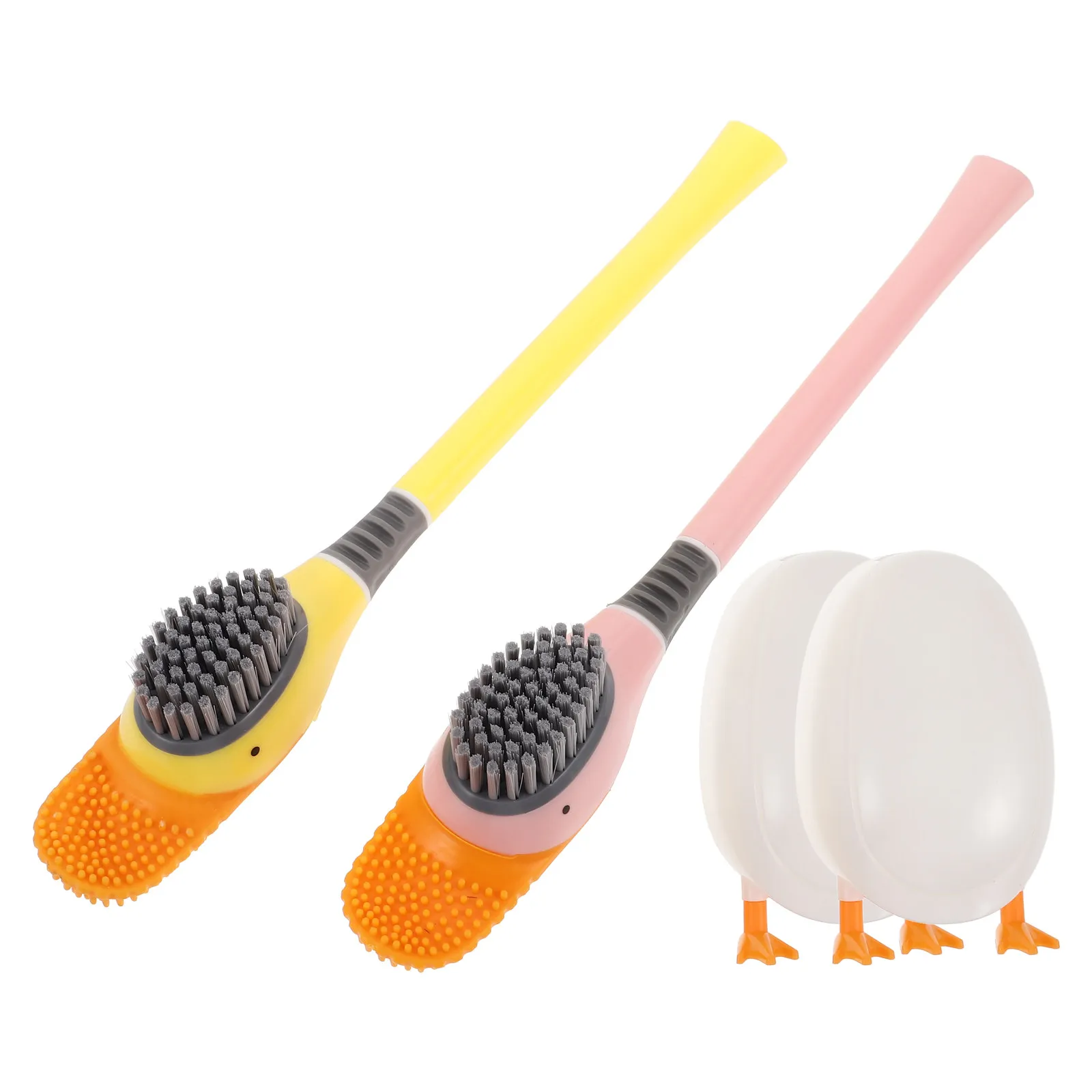2Sets Silicone Toilet Brush and Holder Set Innovative for Rv Bathroom Cleaning Tools Long Handle Hygienic Space