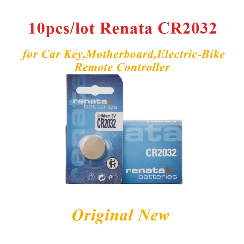 10 قطعة/الوحدة ريناتا 3 فولت CR2032 مكثف بطارية سويسرية لمفتاح السيارة ، اللوحة الأم ، وحدة تحكم عن بعد للدراجة الكهربائية