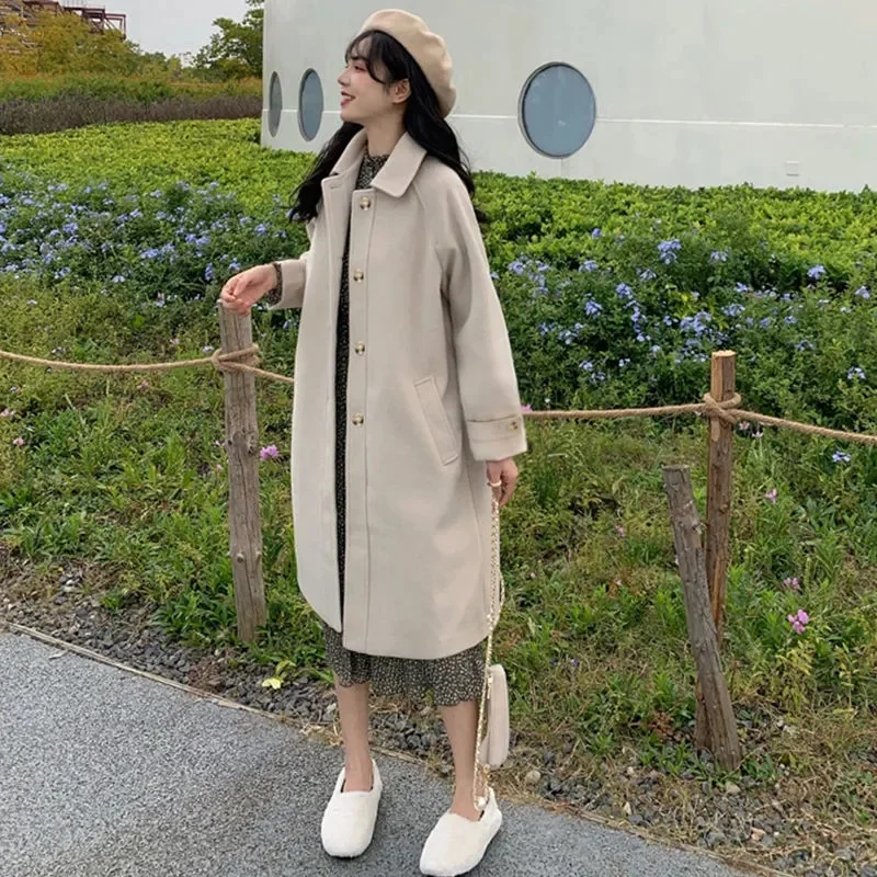 Woolen Coat Versatile For Women in Autumn Winter Small Stature 2023 New Japanese Thickened Woolen Coat Medium Length Windbreaker