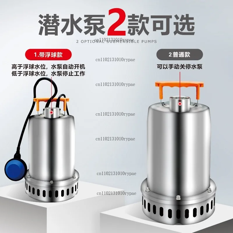 304 Stainless Steel DC Submersible Pump, 220V Household Small Automatic Sewage Pump Water Extractor