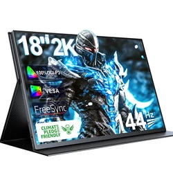 UPERFECT 2K 144Hz 휴대용 모니터 18인치 2560x1600 QHD 100% DCI-P3 HDMI 컴퓨터 디스플레이 매트 IPS 아이 케어 노트북 세컨드 스크린 Mac PC 샤오 미 테크 화웨이 삼성 전화