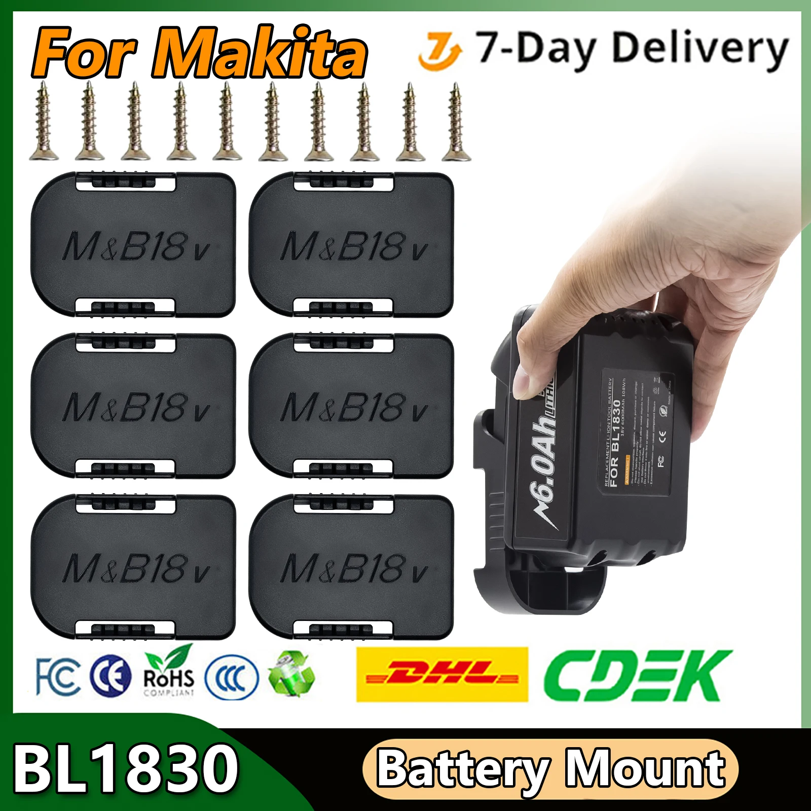 Turpow For Makita BL1830 Battery Mount Holder BL1840 BL1850BL1860 Battery Accessories