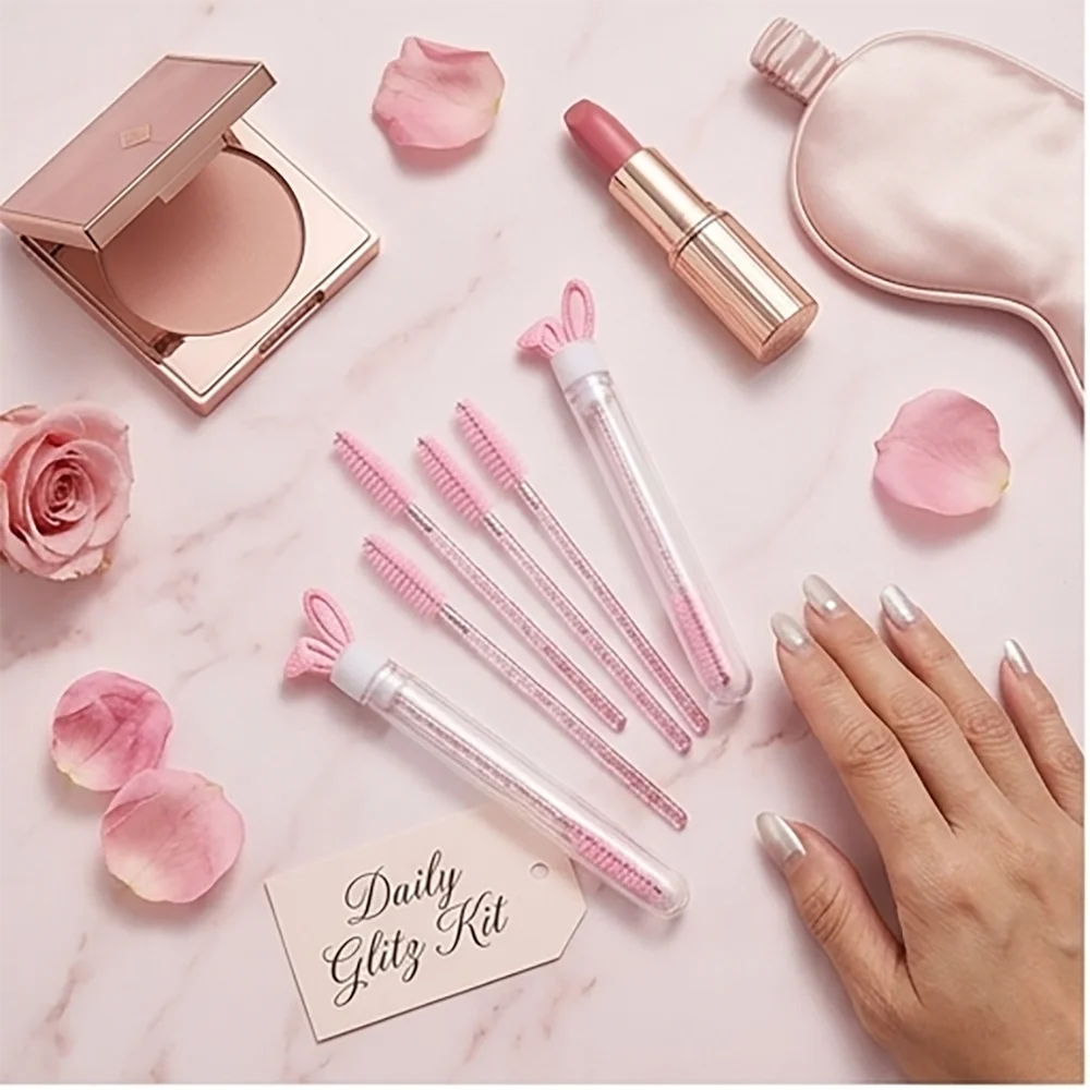 5pcs Bunny Eyelash Spoolies with Tubes - Reusable Mascara Wands, Dust-Proof Portable Lash Brushes for Extensions & Makeup, Cute view 5