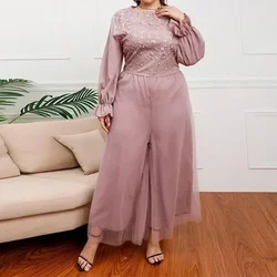 Nowa moda XL-5XL Plus Size Hot Selling Spring Temperament Jumpsuit Pants Oversized High Waisted Loose Wide Leg Flared Pants