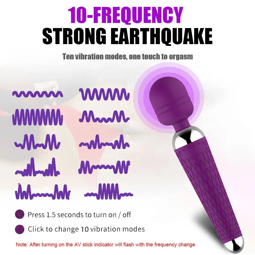 男性と女性のための魔法の杖,10スピード,パワフルなav,スポットバイブレーター,マッサージ器,大人のセックス製品