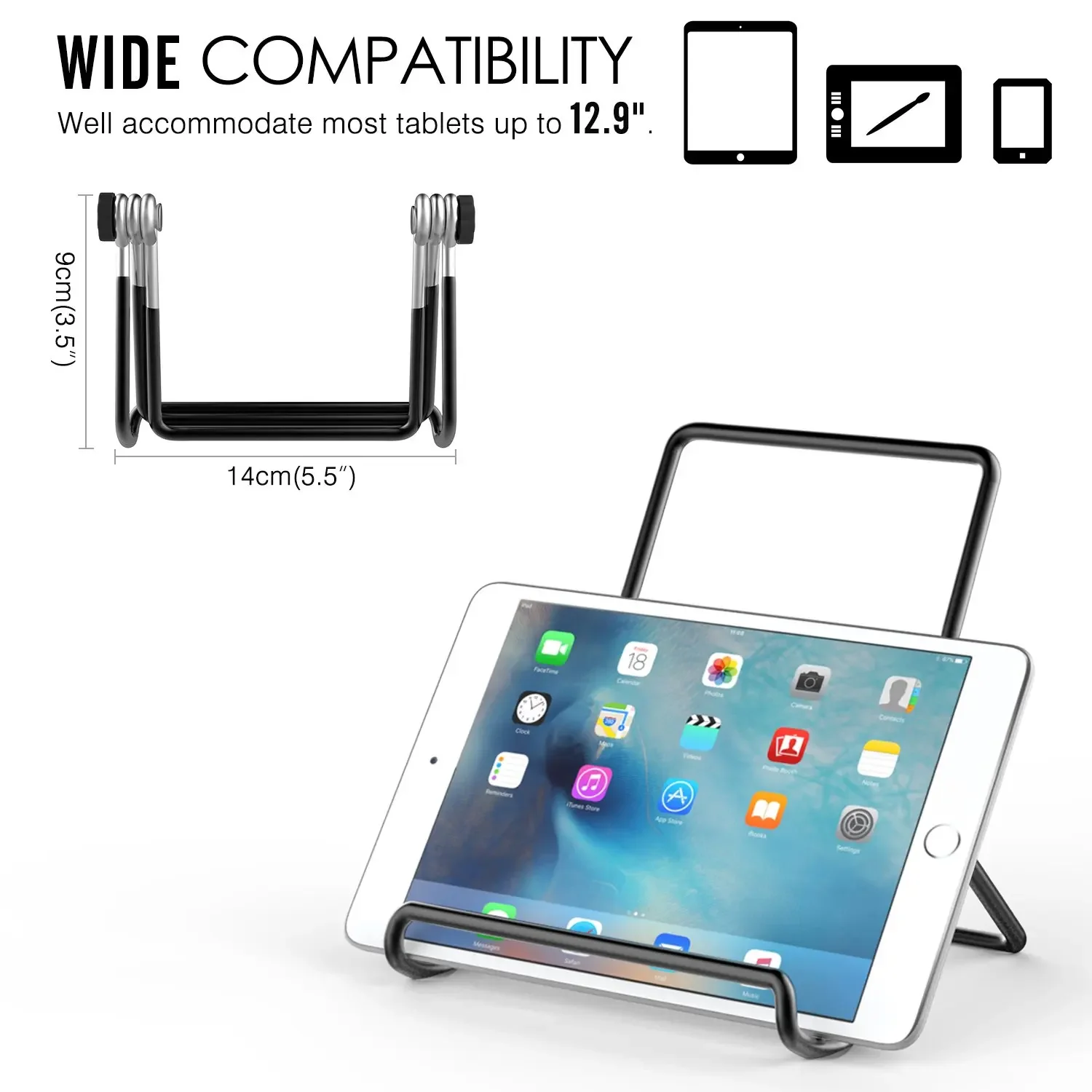 WEFOR Foldable Tablet Stand, Adjustable Portable Metal Holder Cradle for 9-12.9\