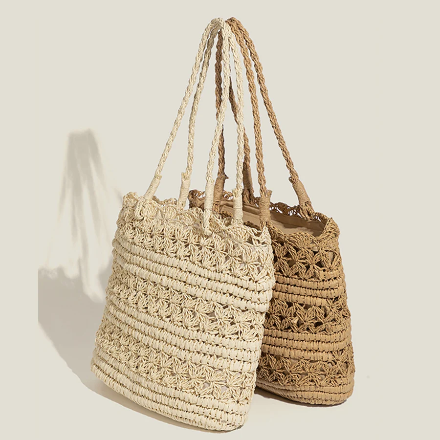 

Модные соломенные женские сумки на плечо, женская сумка для отпуска, повседневная летняя пляжная сумка ручной работы, большая сумка-тоут bolsa