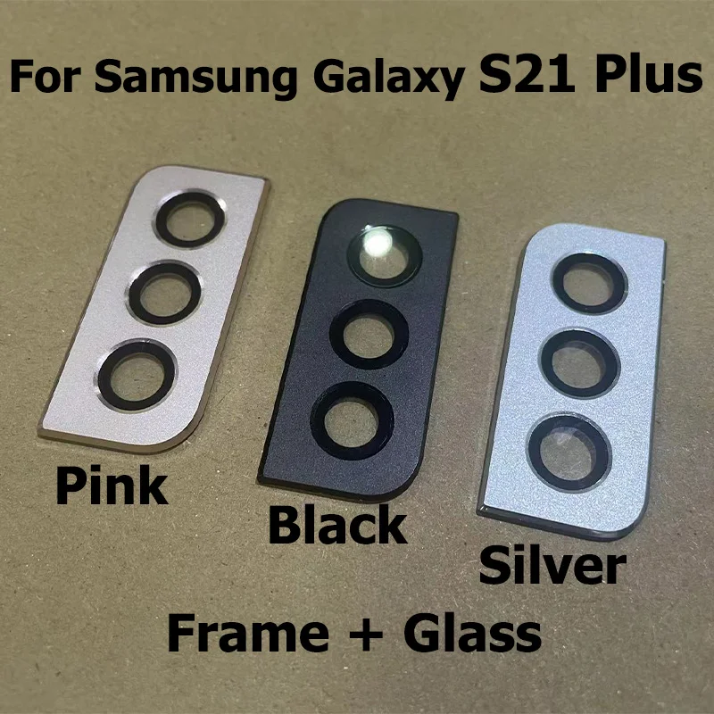 Back Camera Glass Lens For Samsung Galaxy S21 Plus Ultra 5G Rear Camera Glass Frame Cover With Adhesive Sticker Glue