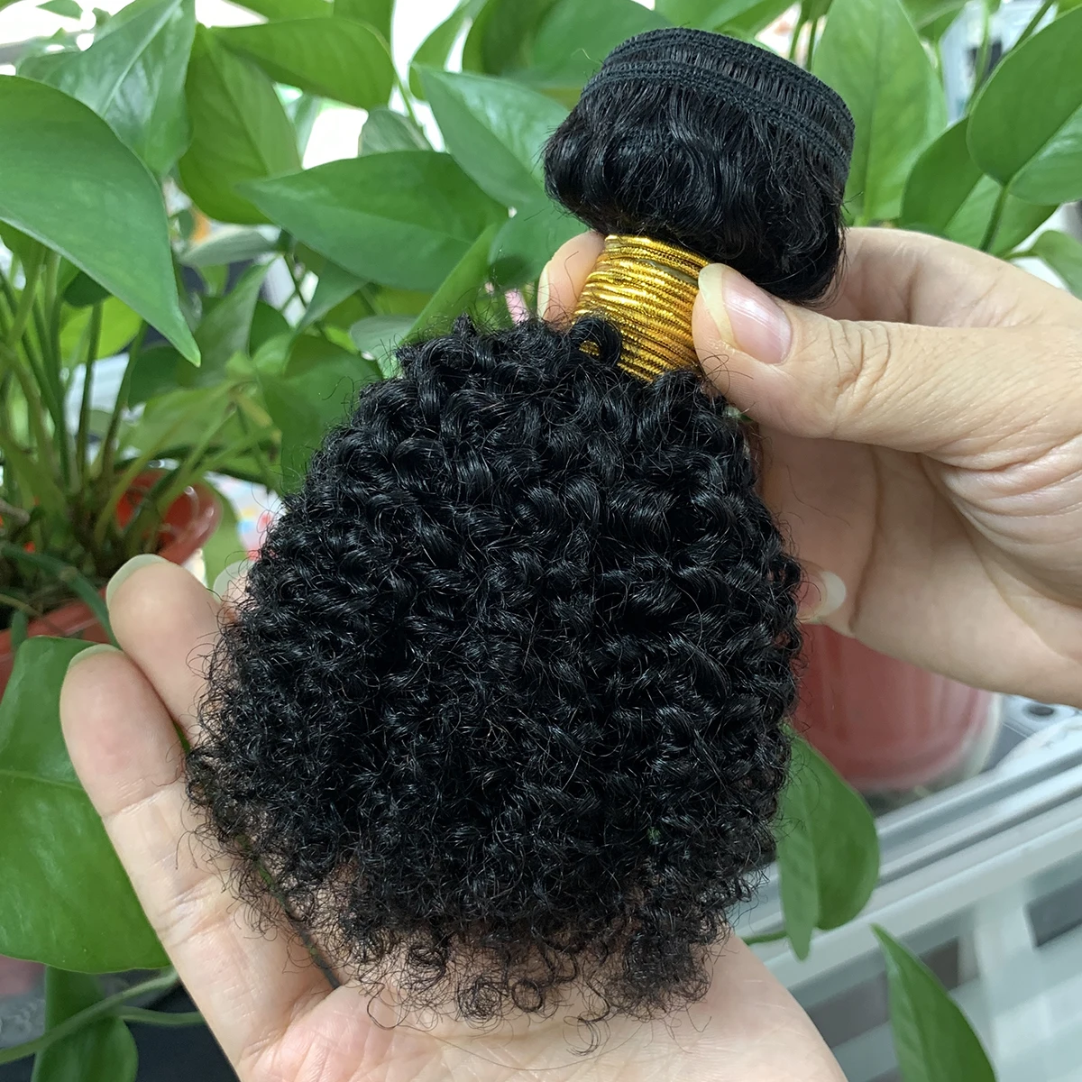 1/3 afro kinky encaracolado pacotes brasileiro afro kinky pacotes de cabelo humano negócio 8-28 "extensões de cabelo encaracolado tecer cabelo humano para mulher