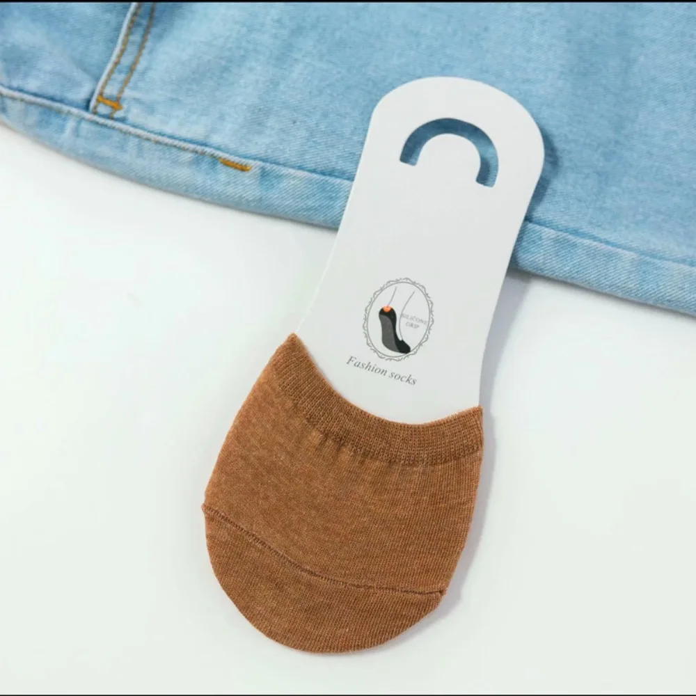 Pure Color Cotton Forefoot Socks Anti-skid Casual Forefoot Half Foot Toe Socks High Heel Front Foot Open Toe Half Socks