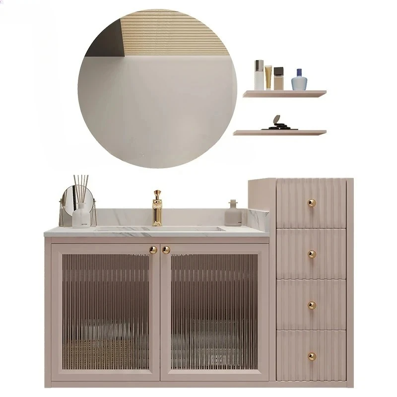 Rock Plate Bathroom Cabinet Combination Light Luxury Wall Hanging Washing and Washing Table Solid Wood Customized Modern