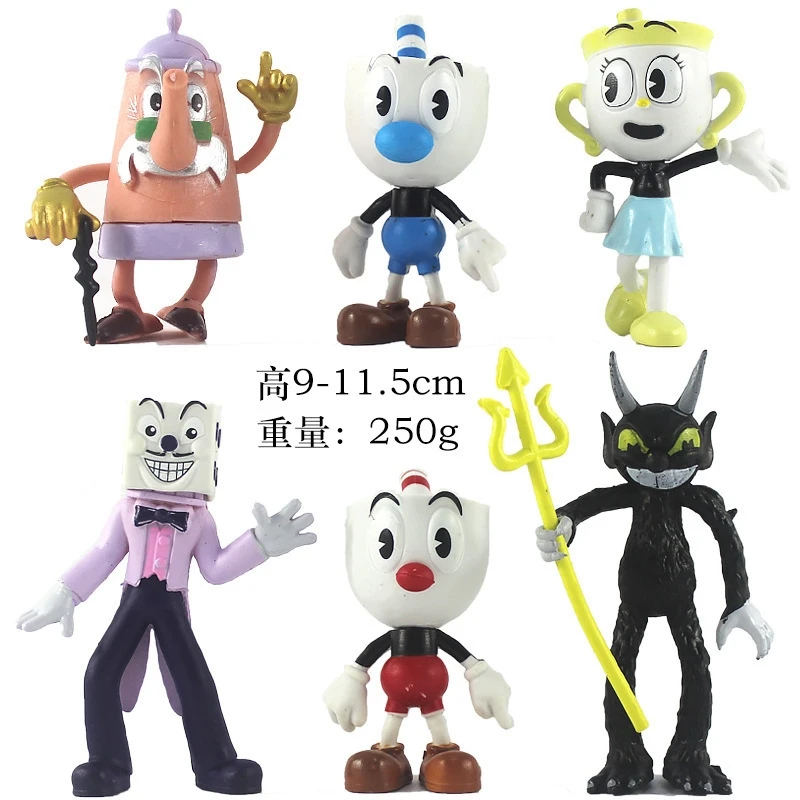 Three Point Six To Four Inch Teacup Head Figurine Cake Topper Baking Decor Mini Doll OPP Bag 250g For Gamers Birthday Party