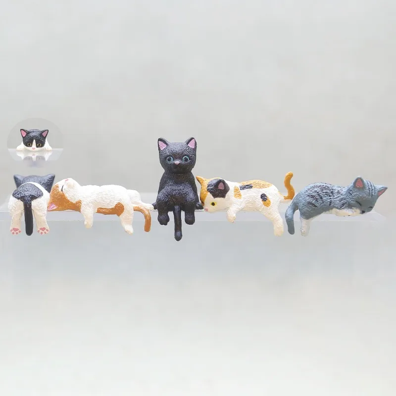 Kawaii Cute Cat Shaped PVC Decor for Aquariums Cup Lids and Desktop Micro Landscape Displays Desk Miniatures Figurines