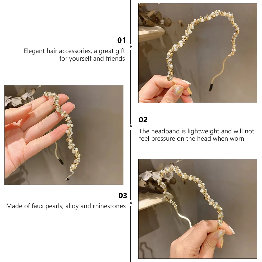

Блестящие стразы, жемчужная повязка на голову, волнистая форма, украшения для волос для женщин, свадебная вечеринка, день рождения, свадебный аксессуар для волос