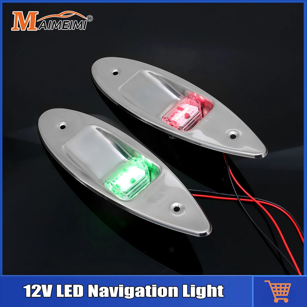 12V Marine Navigation Light Stainless Steel Boat Marine LED Red Green Side Light Sailing Signal Lights For Pontoons Skiers Boats