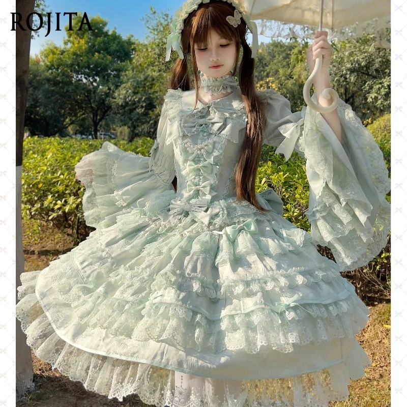 Vestido preto outono novo estilo casamento pesado artesanato vestido de princesa 2025 vestido de bolo em camadas feminino y2k vestidos cor hortelã jsk