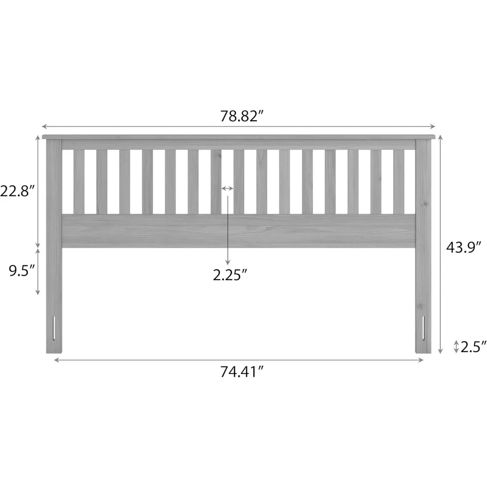 Serene Wood Panel Headboard with Mission Slats for King Bed, Pine