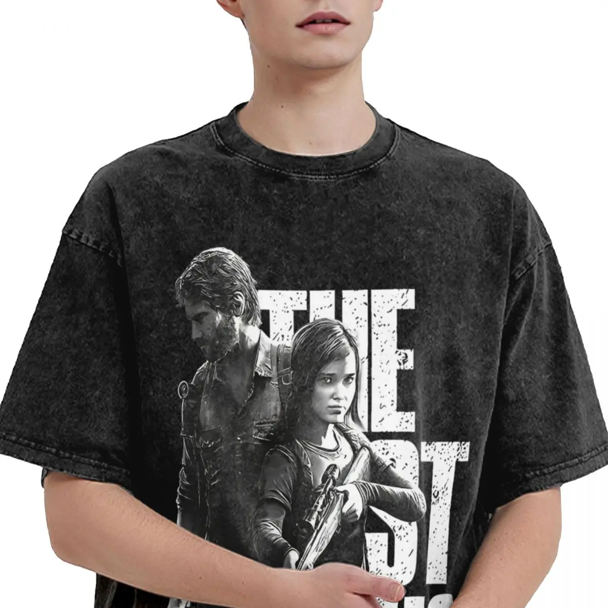 The Last Of Us Cool Black Merch Washed T Shirts Men Women Streetwear Hip Hop T-Shirts Summer Tees Tops Short Sleeve