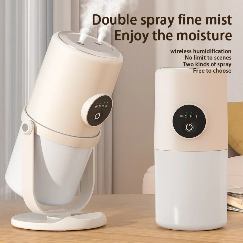 Humidificateur à deux trous 280ML, humidificateur à brume froide avec minuterie, Charge USB, Mini humidificateur silencieux, veilleuse pour chambre à coucher, bureau, voiture