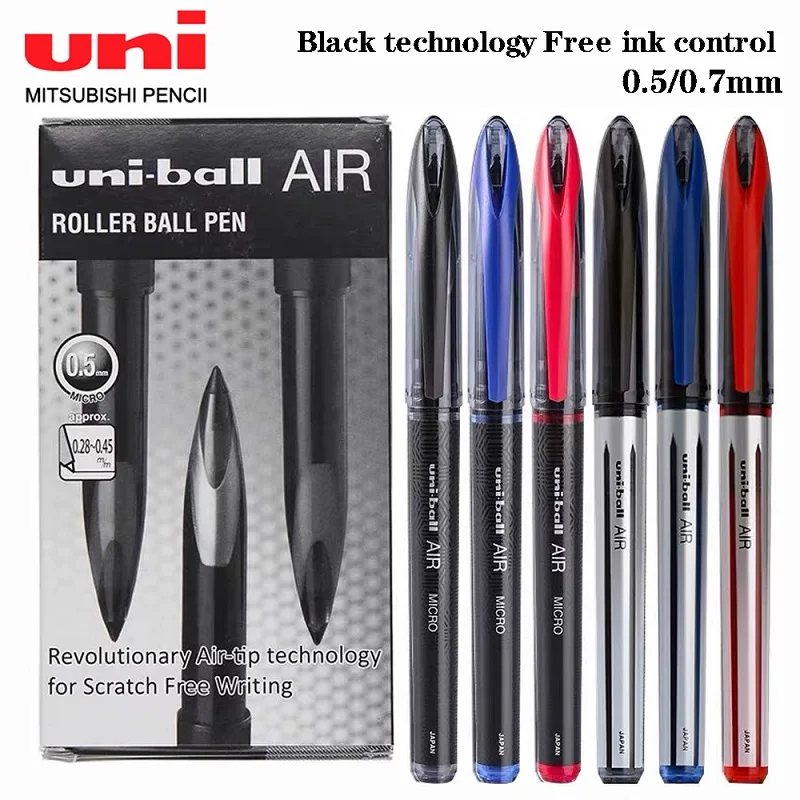 Uni-Ball Air Straight Liquid Gel Canetas, Canetas Ink Control Signature, Material de Escritório Escolar, Papelaria, Japão, 0.5mm, 0.7mm