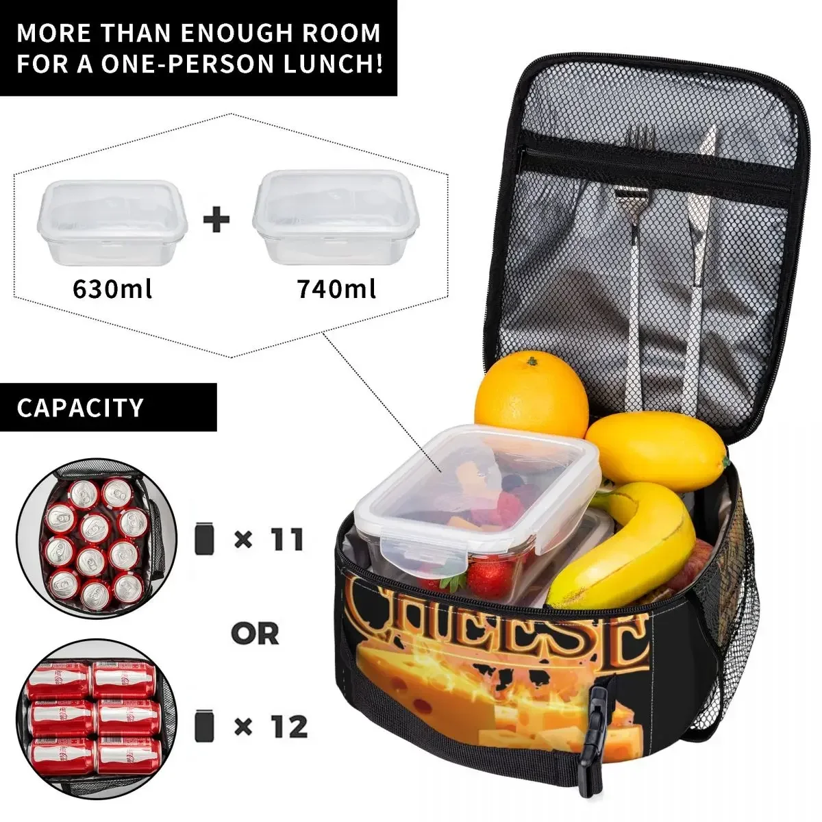 Cool Fire Cheese Insulated Lunch Bag Popular Cheese Meme Food Container Bags Reusable Cooler Thermal Lunch Box For Work