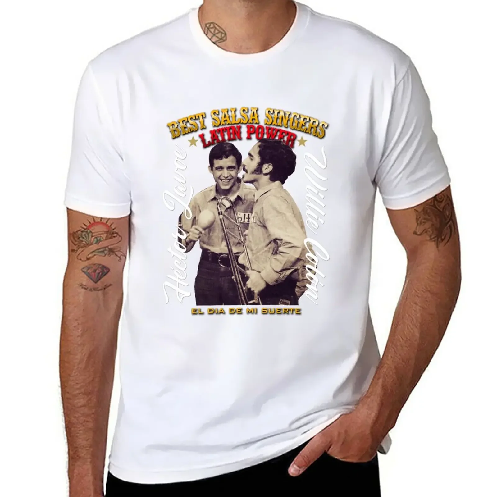 Новый Вилли Колон, Гектор лавоа-El dia de mi Suerte. Футболка Fania, футболка большого размера, забавные наряды, мужские футболки, тяжелый вес.
