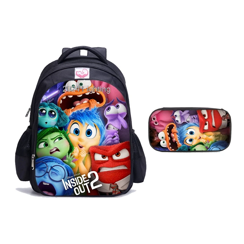 Mochila escolar con estampado de dibujos animados para niños y niñas, bolso de lápices para Grade1-6, 2 unidades