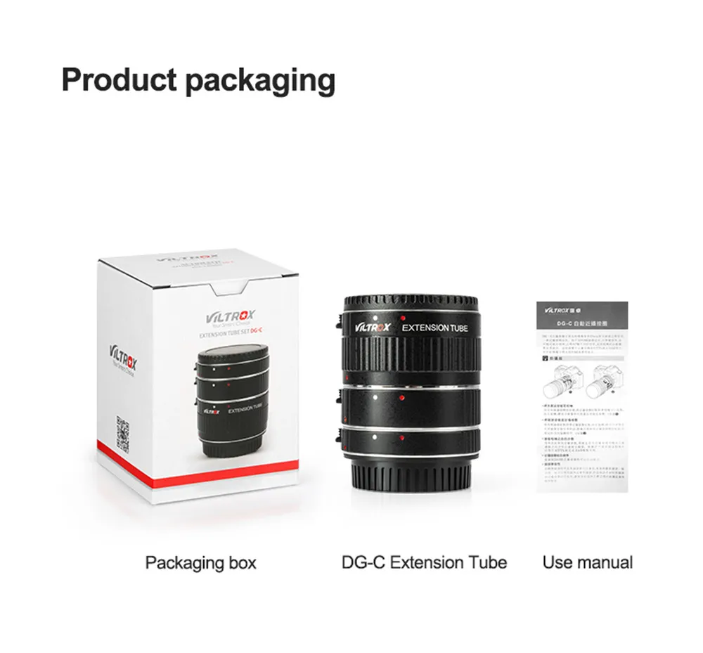 Viltrox Auto Focus Lens DG-C Adapter AF Macro Extension Tube for Canon EOS Mark IV 7D 80D 1DS 6D 2000D 1500D 850D 77D 60D 5D