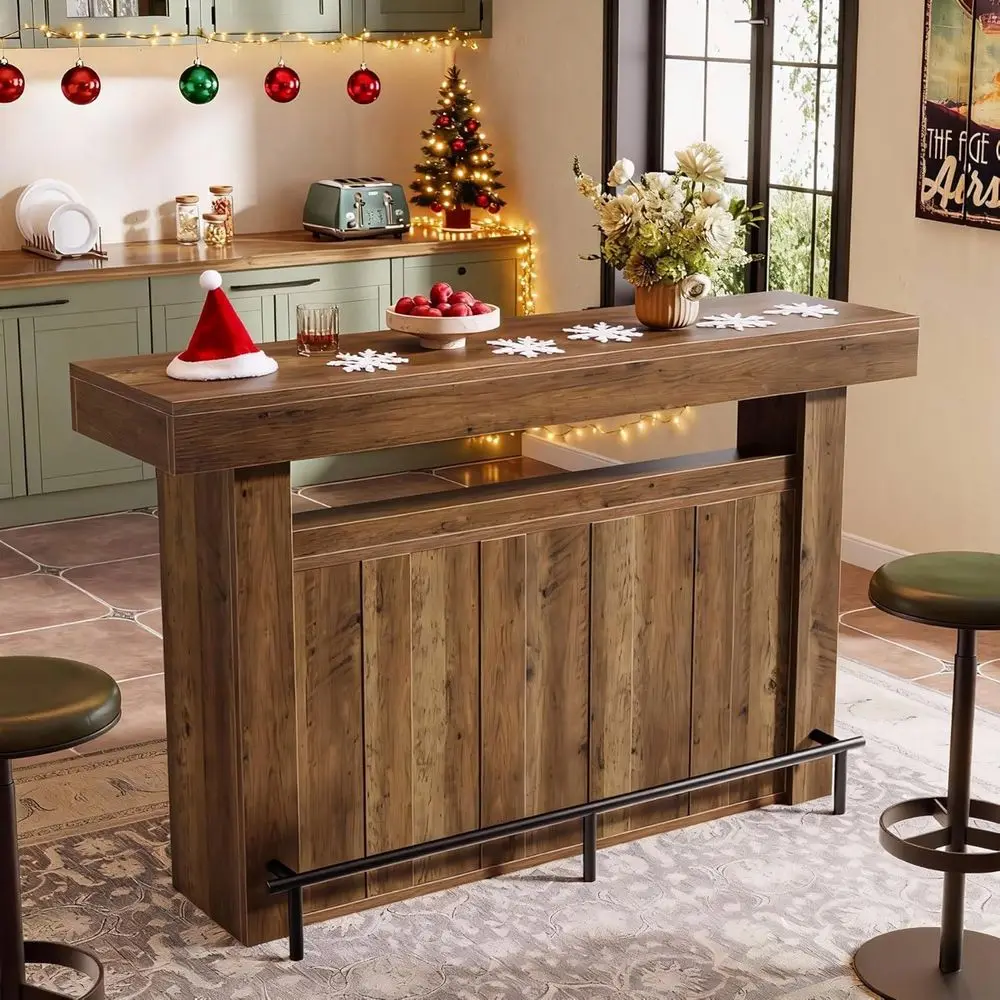 

Барный стол, 4-уровневый стол для паба с подставкой для ног и полками для хранения, современный домашний барный блок, шкаф для кофе-бара Liquor Fu