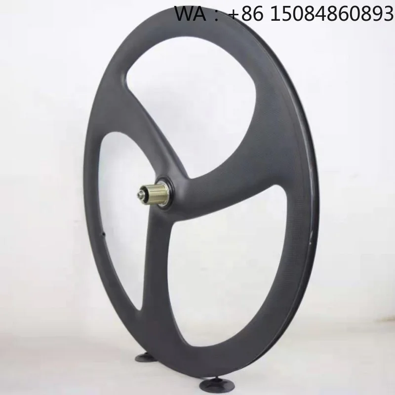 

700c 3-Spoke Front Carbon Rims, ultra-light tri-spoke carbon fiber rim, durable clincher wheel accessory for professional road b