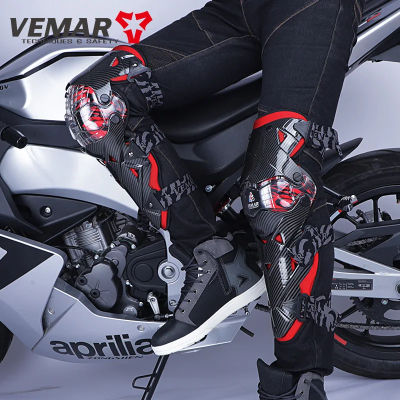 Cool Carbon Fiber Print Motorcycle Knee Guard, Ao ar livre, Off-Road, Rider Bike, Corrida, Proteção anti-queda, Equipamento de proteção de perna