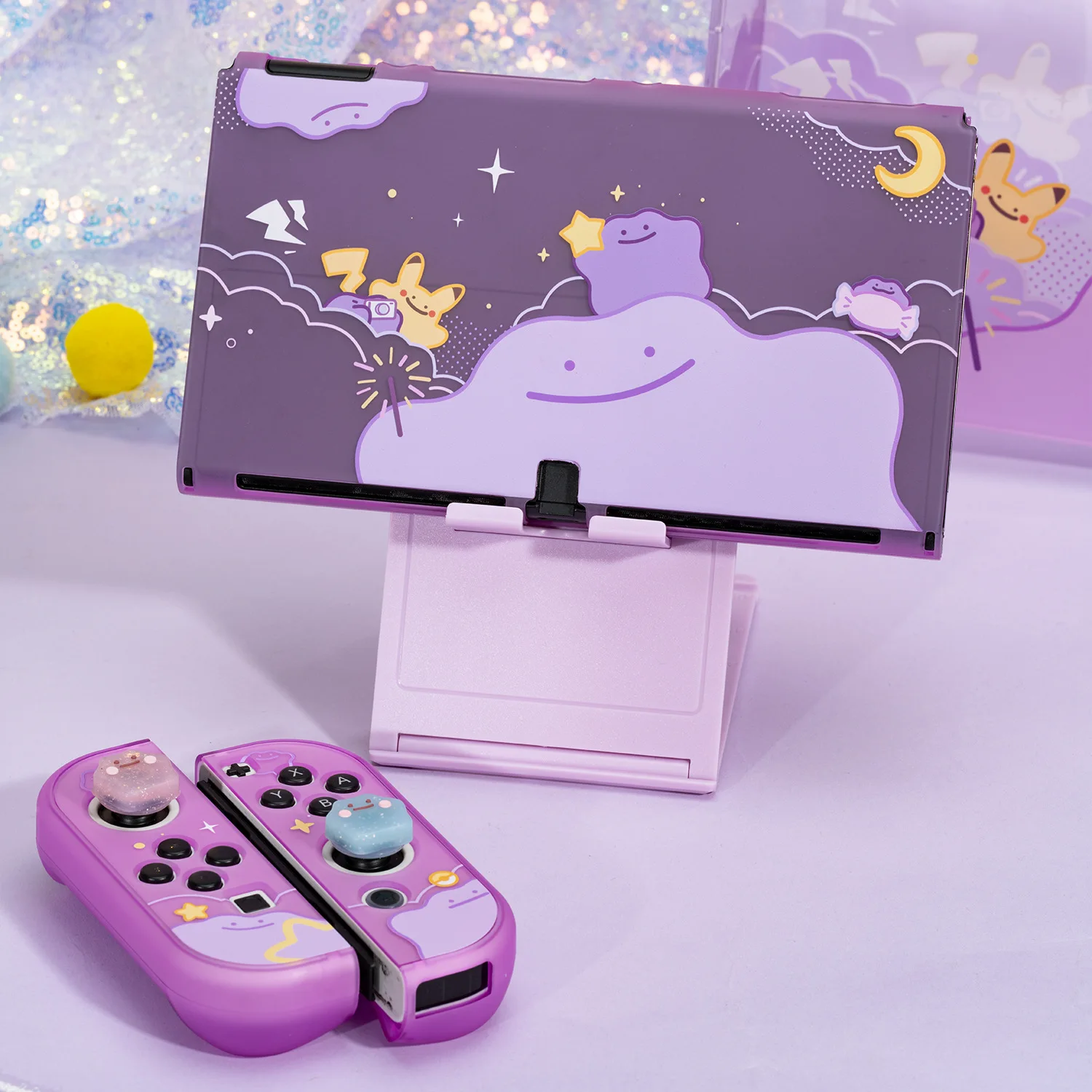 Nintendo anahtarı/anahtarı OLED koruyucu kılıf Ditto serisi tozluk/baz kabuk/Joystick kapak/Mouse Pad aksesuarları Set