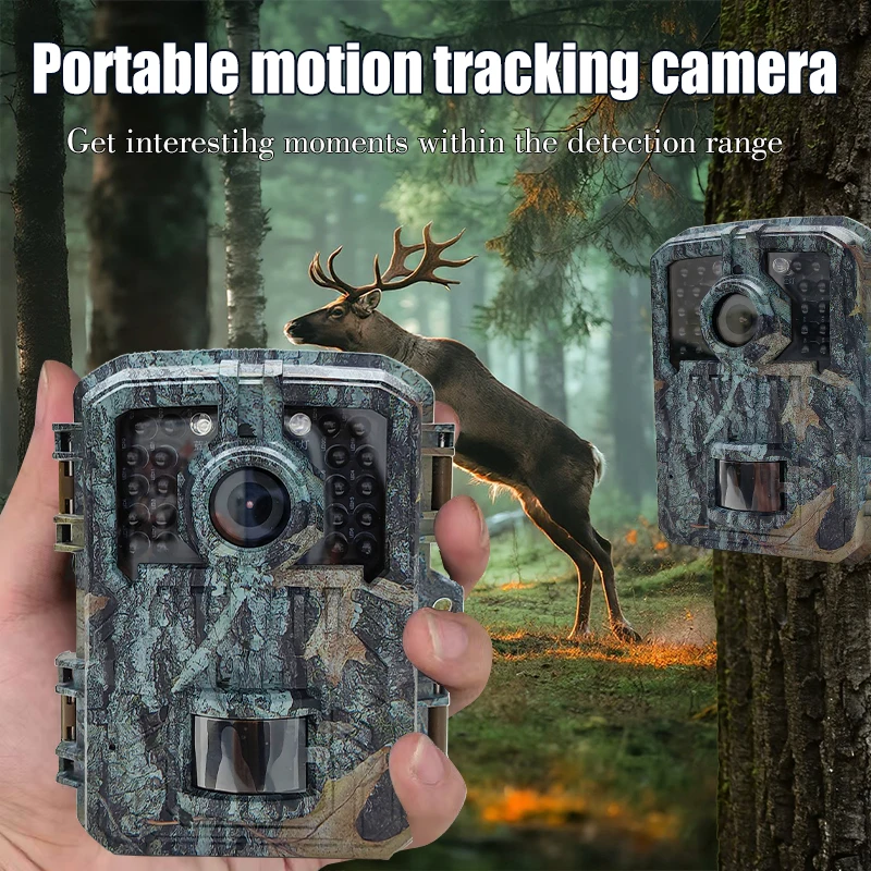 Mini Trail Camera 16MP 1080P HD Wild Animal Detector Outdoor Monitoring Camera Waterproof Infrared Heat Sensing Night Vision