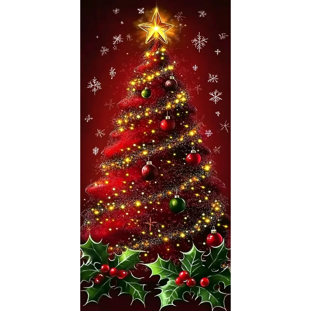 Christmas Tree Red Linings For Christmas Doors Hanging Flag 2024 Outdoor Christmas Decorations For Home 2025 New Year Decor