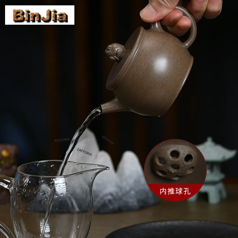 BAEJORIA 240ml Antique Yixing Purple Clay Teapots Handmade Golden Toad Pot Raw Ore Graphite Section Mud Kettle Zisha Tea Set