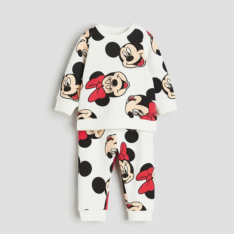 Minnie Sweatshirt+Sweatpants 2 Piece Set Autumn Clothing Autumn Pants New Cartoon Long Sleeve Outfits For Baby Boys Girls