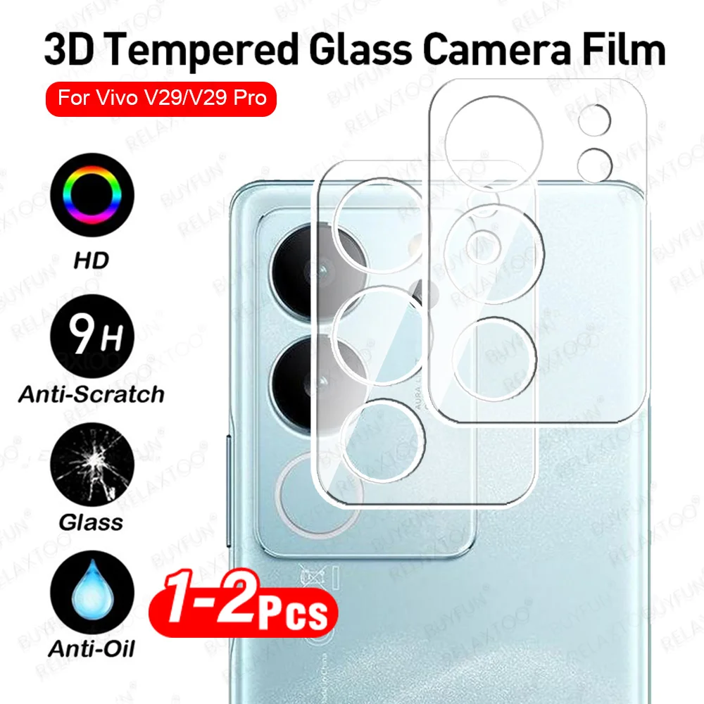 1-2Pcs 3D Curved Clear Tempered Glass Camera Protector For Vivo V29 Pro Rear Lens Case Cover VivoV29 VivoV29Pro V29Pro V 29 5G