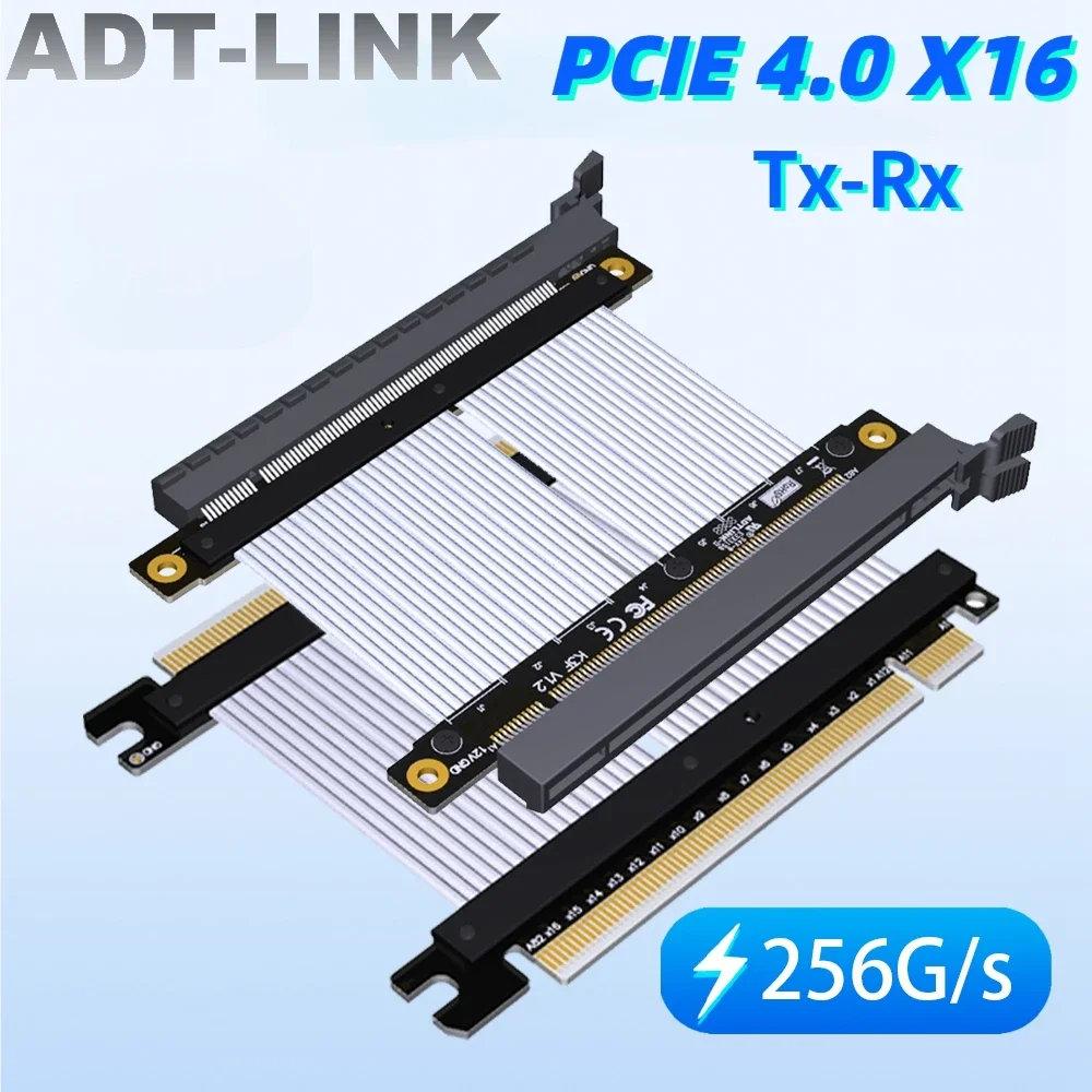 

K33VS K33FF ADT New 4.0 PCI-E PCI Express 4.0 X16 To X16 Riser Male To Male Pcie TX-RX Signal Direct Extension Cord Riser Jumper