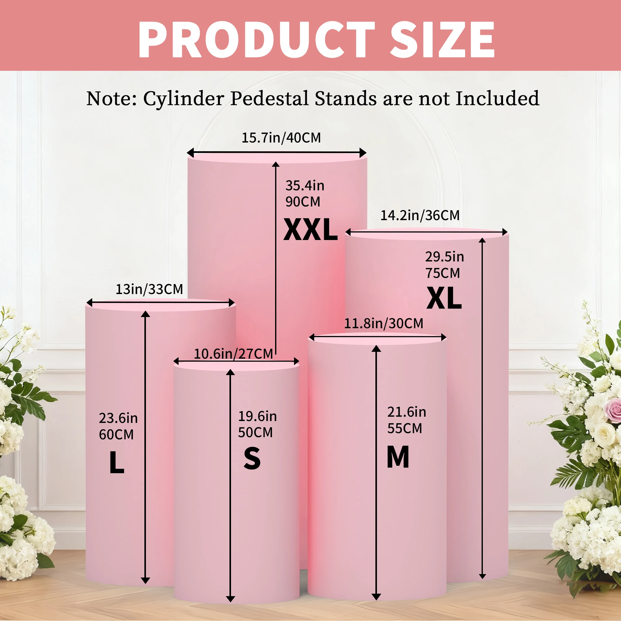 3/5 Piece Set of Pink Polyester Material Column Base Stand Covers, Suitable for Party/Birthday/Wedding Column Stand Covers, Column Base Not Included