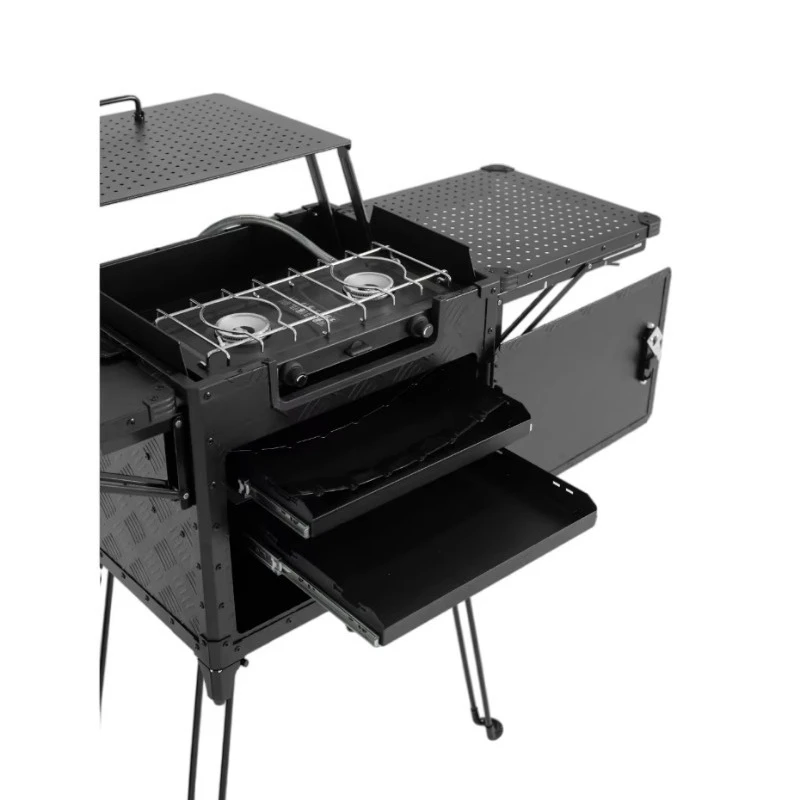 All-In-One Foldable Outdoor Camping Kitchen Station with Stove Sink Por- Camping Cook -
