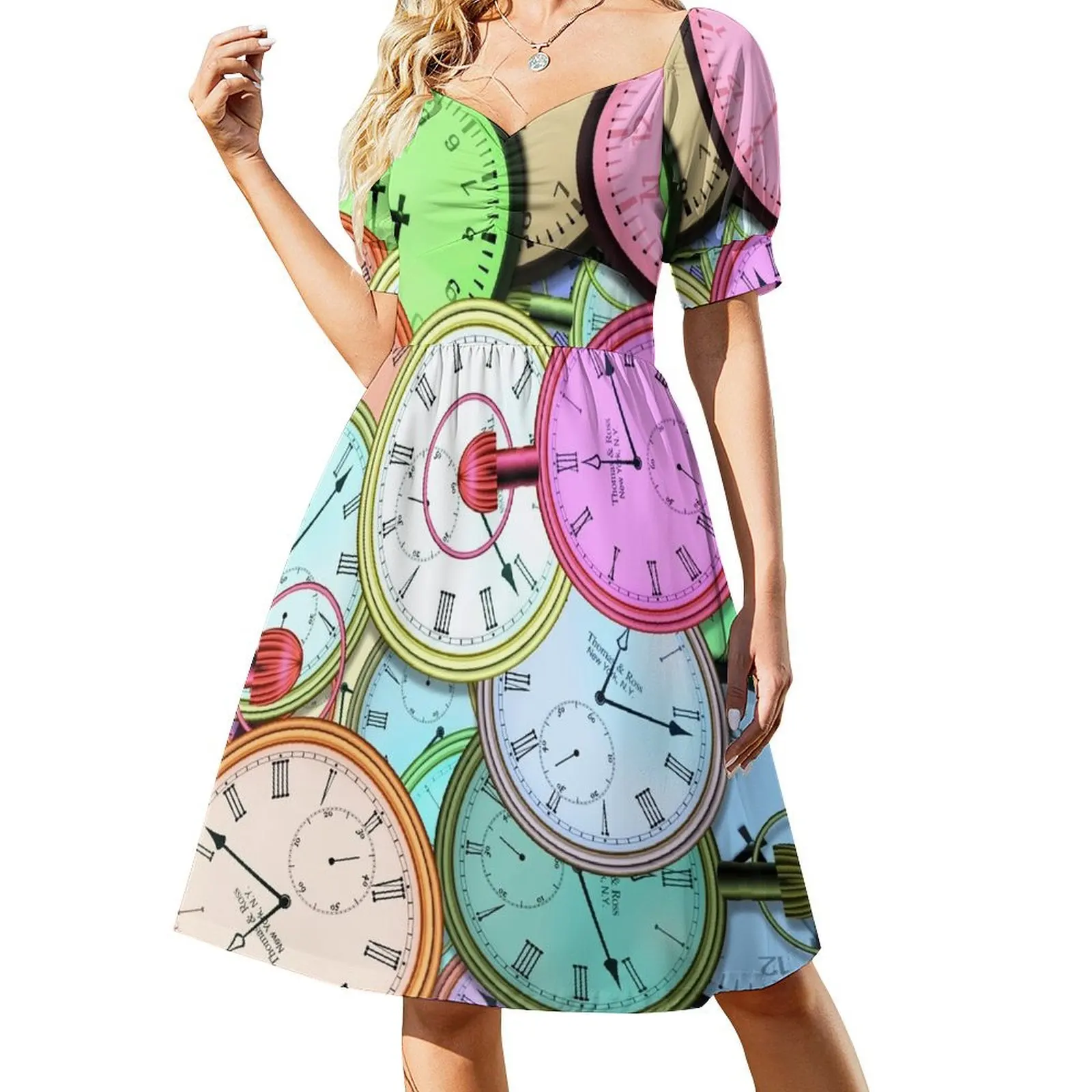 

Colourful Clocks Short Sleeved Dress women long dresses women's fashion dresses dresses for womens 2025 Dress