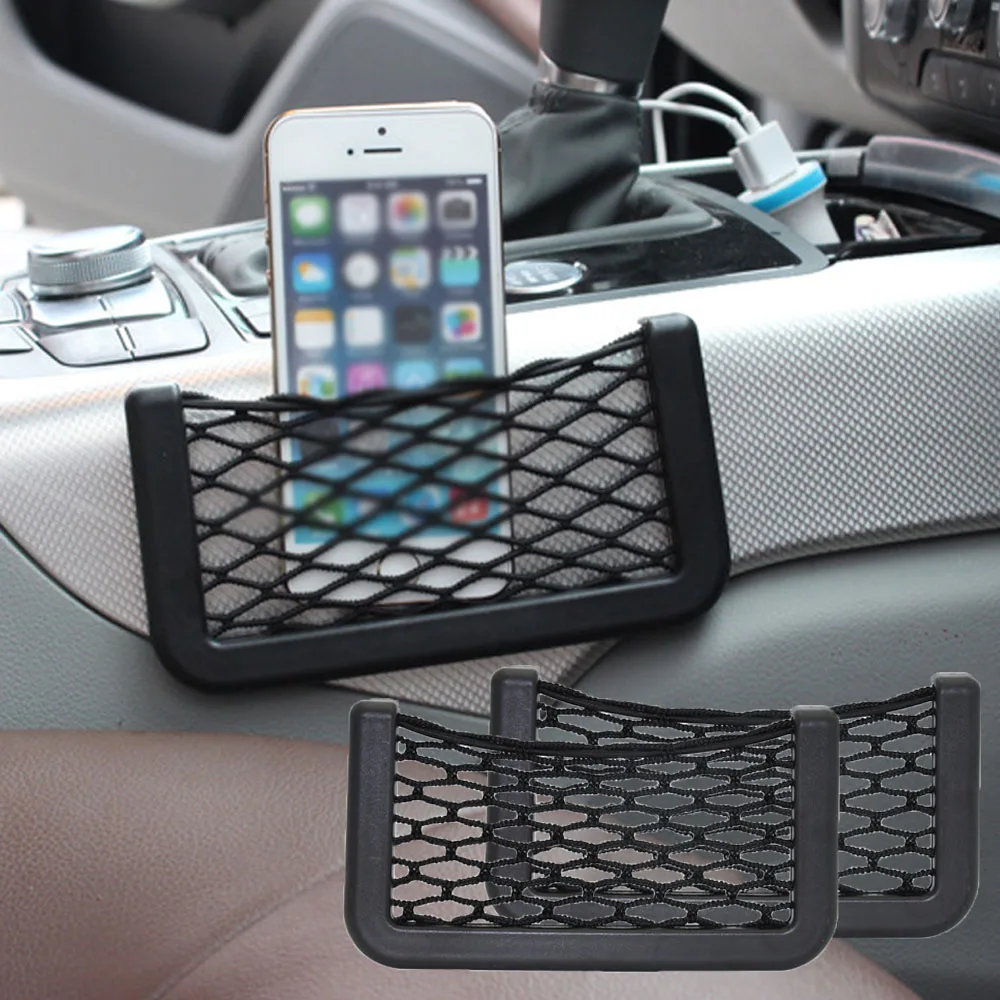 2PCS Plastic Frame Cargo Net Cargo Net Bag Type Mobile Phone Storage Cargo Hold Bag Organizer Frame Mesh